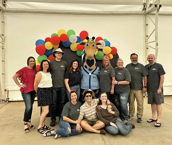 group photo with balloons
