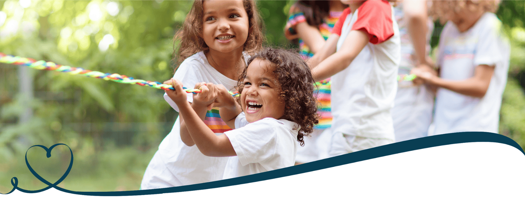 Children play tug-o-war