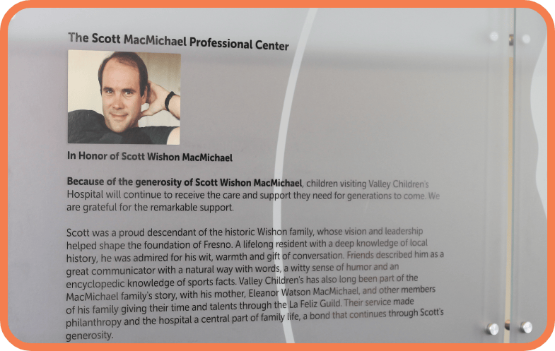 A plaque honoring Scott MacMichael