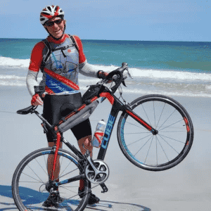 man holding bike